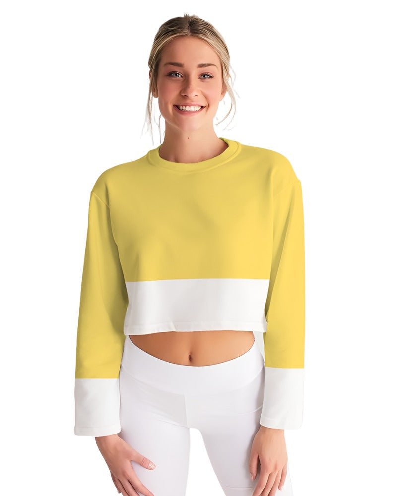 Women's Yellow and White Cropped Sweatshirt - Sphere Five