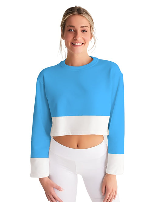 Women's Sky Blue with White Border Cropped Sweatshirt - Sphere Five