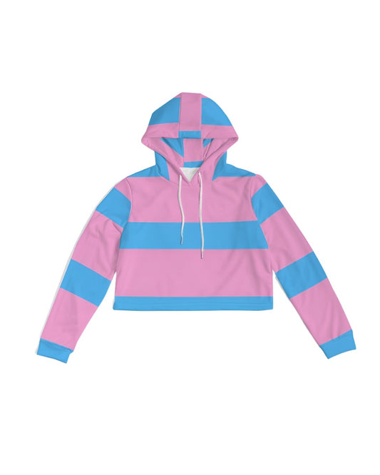 Women's Pink and Blue Cropped Hoodie - Sphere Five