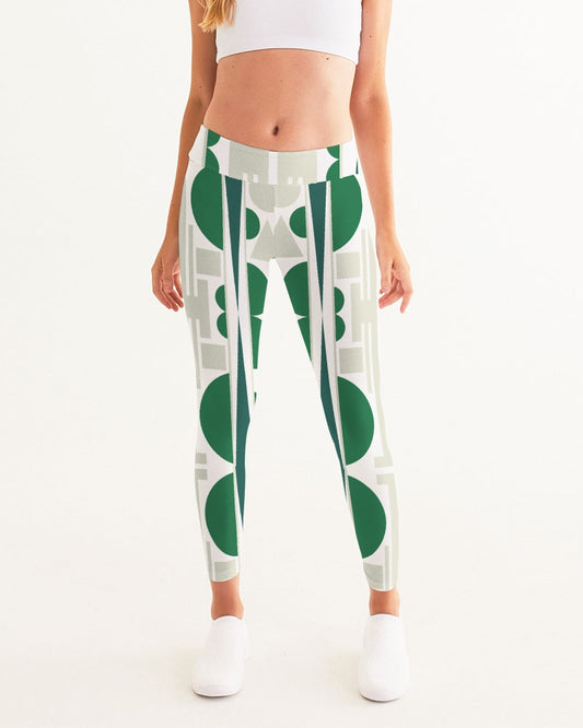 Art Deco design with grey, green and white leggings