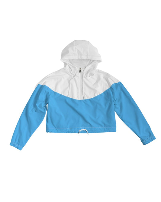 Women's white and sky blue Cropped Windbreaker - Sphere Five